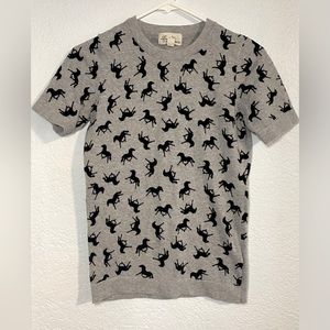 Forever21 Boutique Horse Pattern Short Sleeve Sweater